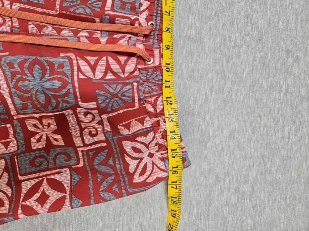 Quiksilver Shorts Mens Large Orange Waterman Swim Trunks Hawaiian Lined Tropical
